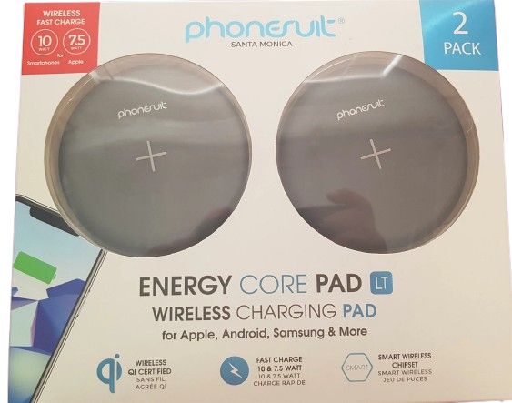 Phonesuit Energy Core Wireless Qi Charging Pad Fast Charger (2 Pack) - Black by Phonesuit - Refurbished - Very Good condition - Image 2