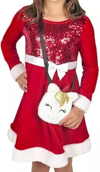 Pink & Violet Holiday Girl's Dress with Unicorn Purse 3T - Red by Pink & Violet - Refurbished - Brand New condition - US$40.98
