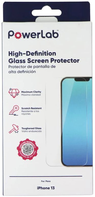 PowerLab High-Definition Glass Screen Protector for iPhone 13 - Clear by PowerLab - Refurbished - Brand New condition - US$8.78
