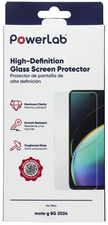 PowerLab High-Definition Glass Screen Protector for Motorola Moto G 5G (2024) - Clear by PowerLab - Refurbished - Brand New condition - US$8.78