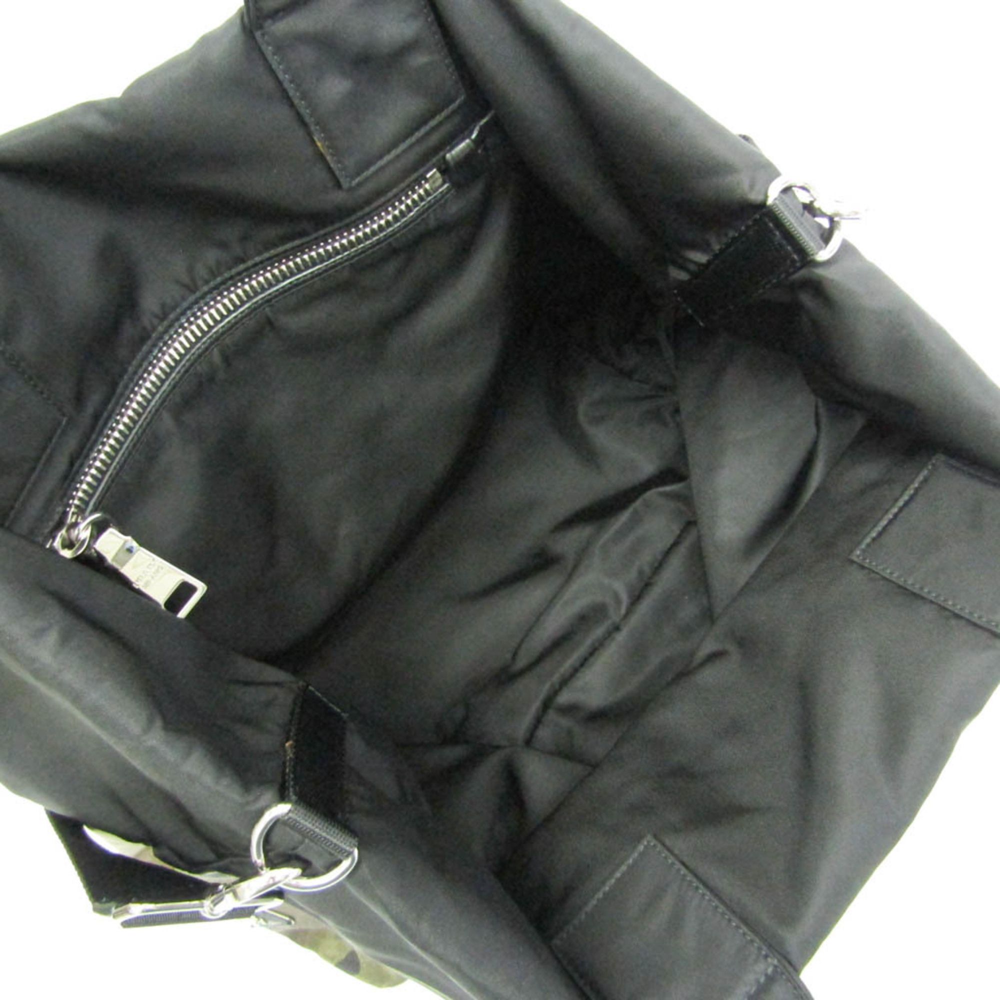 Prada Multi-Color Nylon Leather Handbag Shoulder Bag - Nylon - Black/Khaki by Prada - Image 4