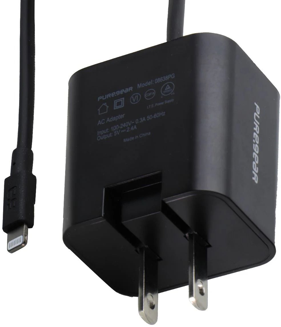 PureGear 12W 5ft MFI Lightning 8-Pin Wired Wall Charger for iPhone - Black by PureGear - Refurbished - Brand New condition - US$6.98