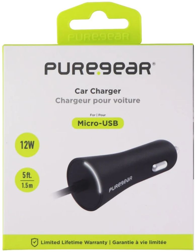 PureGear 12W Corded Micro-USB Car Charger (5.ft) (62804PG) - Black - Brand New by PureGear - Refurbished - Brand New condition - Image 5
