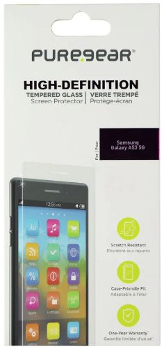 PureGear HD Tempered Glass Screen Protector for Galaxy A53 (5G) - Clear by PureGear - Refurbished - Brand New condition - US$8.78