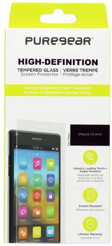 PureGear HD Tempered Glass Screen Protector for iPhone 13 Mini - Clear by PureGear - Refurbished - Brand New condition - US$9.08