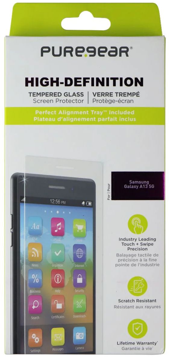 PureGear High-Definition Tempered Glass for Samsung Galaxy A13 5G - Clear by PureGear - Refurbished - Brand New condition - US$8.78