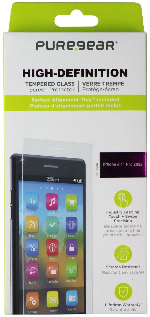 PureGear High-Definition Tempered Glass Screen Protector for Apple iPhone 14 Pro - Clear by PureGear - Refurbished - Brand New condition - US$26.93