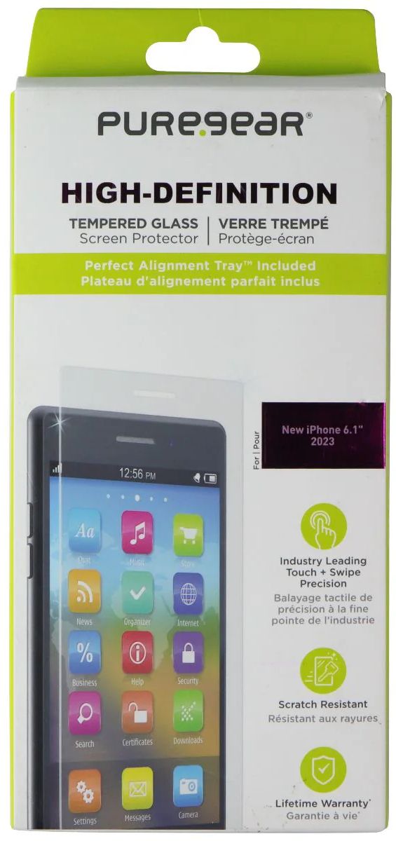PureGear High-Definition Tempered Glass Screen Protector for Apple iPhone 15 - Clear by PureGear - Refurbished - Brand New condition - US$11.47