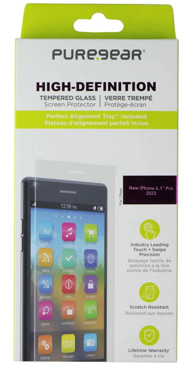 PureGear High-Definition Tempered Glass Screen Protector for Apple iPhone 15 Pro - Clear by PureGear - Refurbished - Brand New condition - US$13.93
