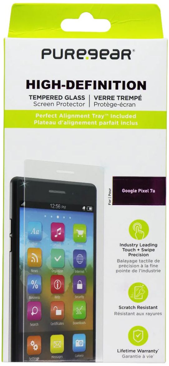 PureGear High-Definition Tempered Glass Screen Protector with Alignment Tray for Google Pixel 7a - Clear by PureGear - Refurbished - Brand New condition - US$10.43