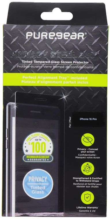 PureGear Privacy Steel 360 Screen Protector for iPhone 16 Pro - Privacy by PureGear - Image 2