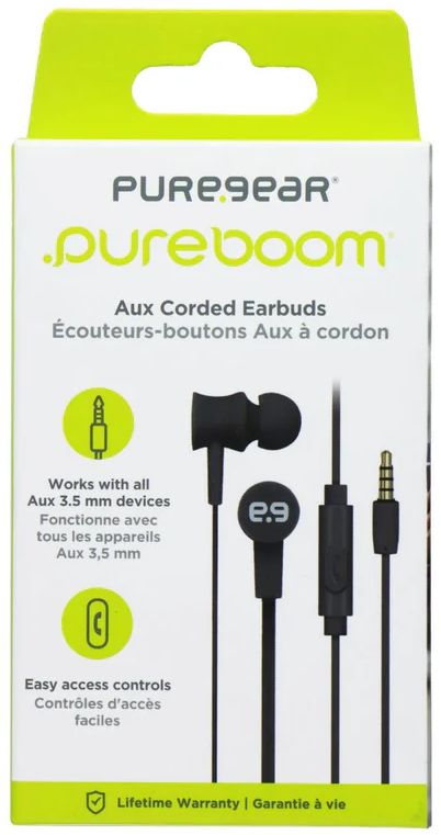 PureGear PureBoom 3.5mm AUX Corded Earbuds - Black by PureGear - Image 3