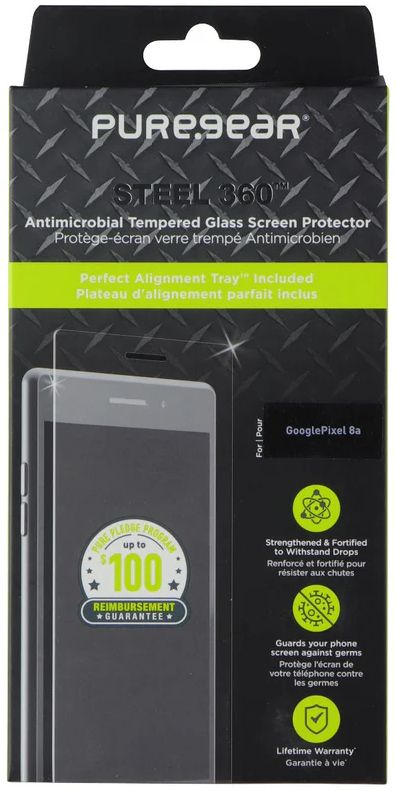 PureGear Steel 360 Series Screen Protector for Google Pixel 8a - Clear by PureGear - Refurbished - Brand New condition - US$8.78