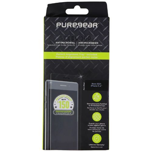 PureGear Steel 360 Tempered Glass Screen Protector for iPhone 13 Mini - Clear by PureGear - Refurbished - Brand New condition - US$14.42