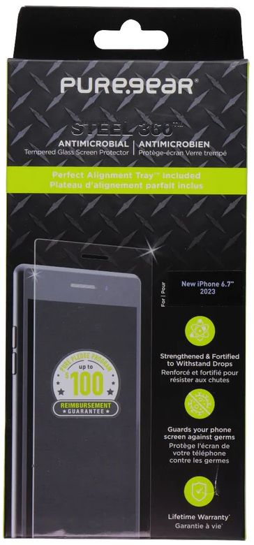 PureGear Steel 360 Tempered Glass Screen Protector for iPhone 15 Plus - Clear by PureGear - Refurbished - Brand New condition - Image 2
