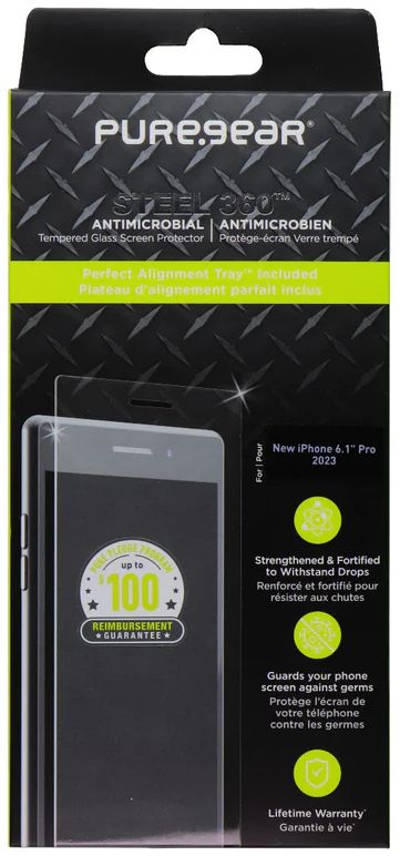 PureGear Steel 360 Tempered Glass Screen Protector for iPhone 15 Pro - Clear by PureGear - Image 3