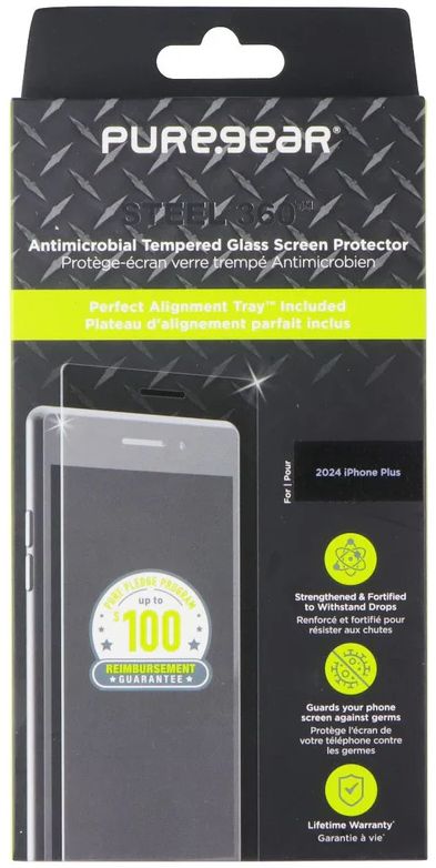 PureGear Steel 360 Tempered Glass Screen Protector for iPhone 16 Plus - Clear by PureGear - Image 3