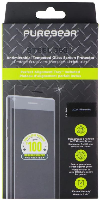 PureGear Steel 360 Tempered Glass Screen Protector for iPhone 16 Pro - Clear by PureGear - Image 3