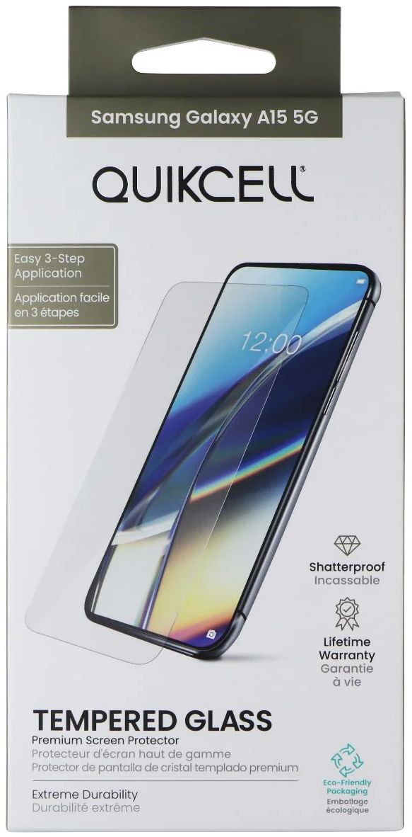 Quikcell Tempered Glass Screen Protector for Samsung Galaxy A15 5G - Clear by Quikcell - Refurbished - Brand New condition - US$12.64