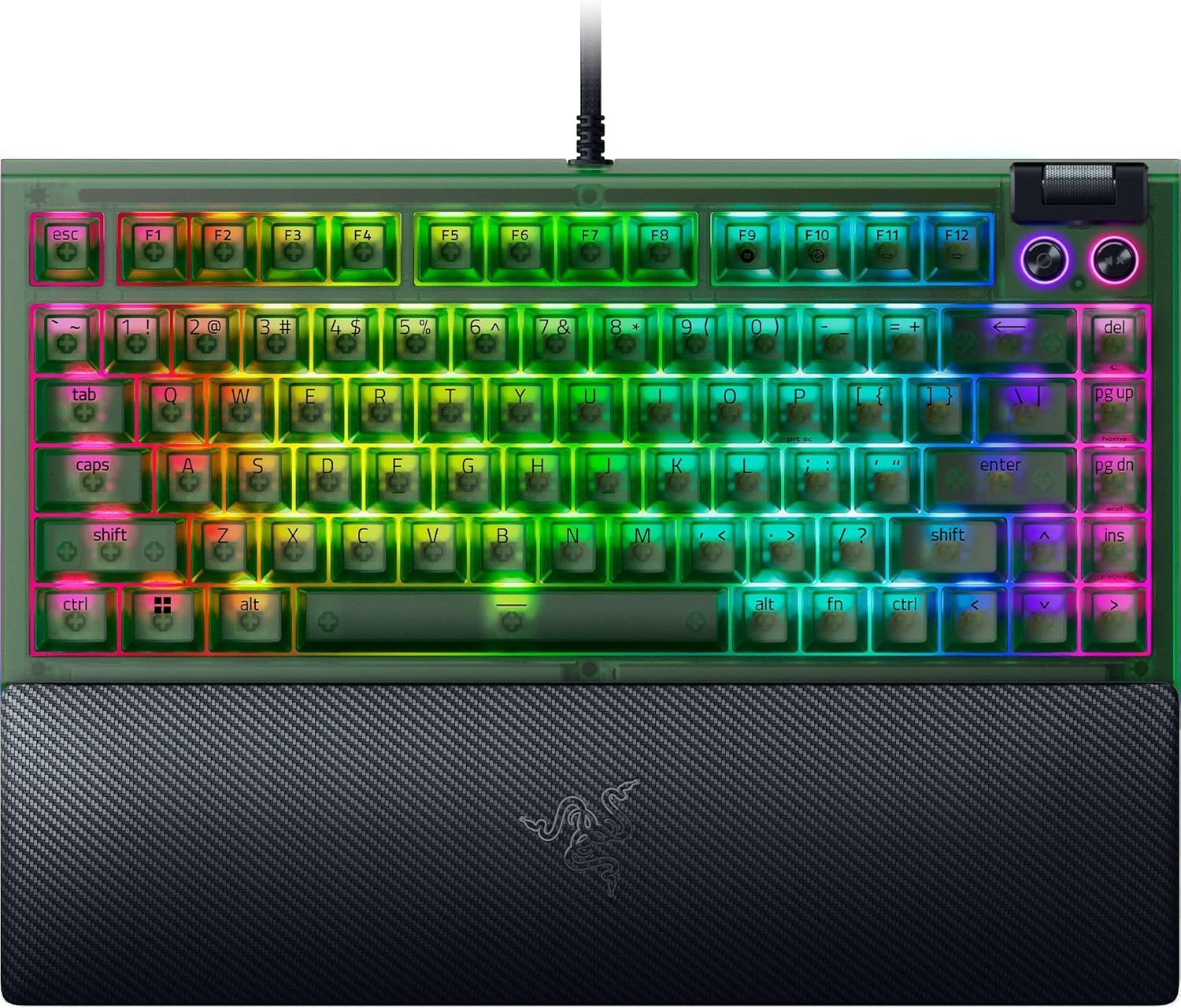 Razer BlackWidow V4 75% Hot-Swappable Mechanical Keyboard (Orange Switches) - Phantom Green by Razer - Refurbished - Very Good condition - US$139.98