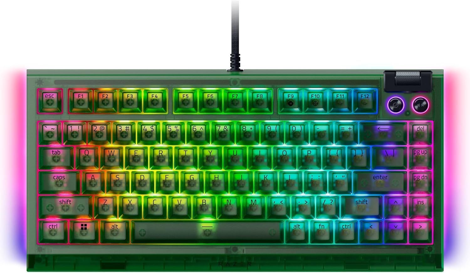 Razer BlackWidow V4 75% Hot-Swappable Mechanical Keyboard (Orange Switches) - Phantom Green by Razer - Refurbished - Very Good condition - Image 2