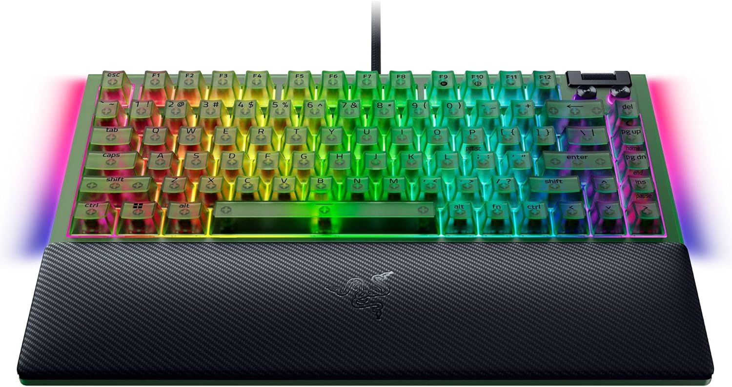Razer BlackWidow V4 75% Hot-Swappable Mechanical Keyboard (Orange Switches) - Phantom Green by Razer - Refurbished - Very Good condition - Image 3