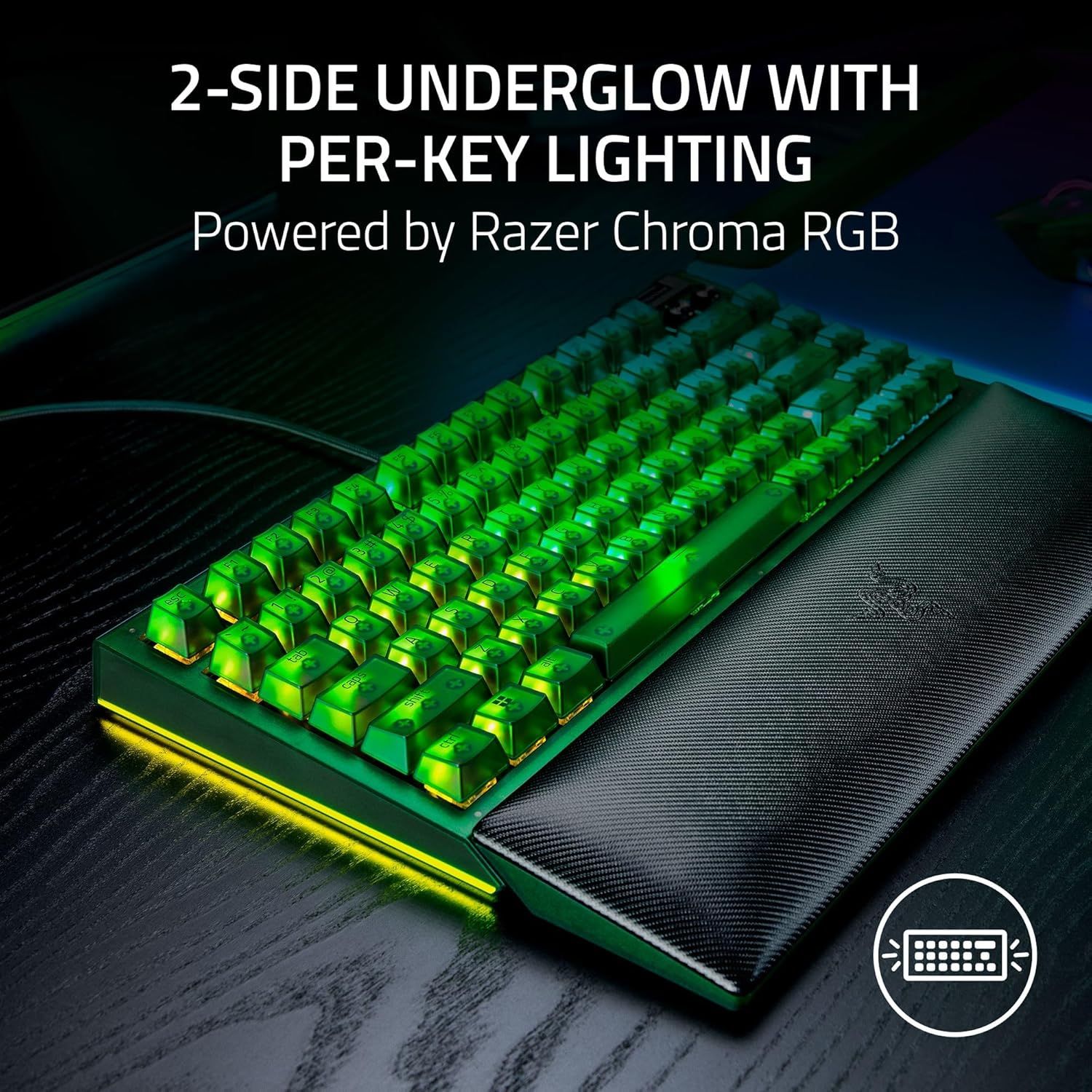 Razer BlackWidow V4 75% Hot-Swappable Mechanical Keyboard (Orange Switches) - Phantom Green by Razer - Refurbished - Very Good condition - Image 10