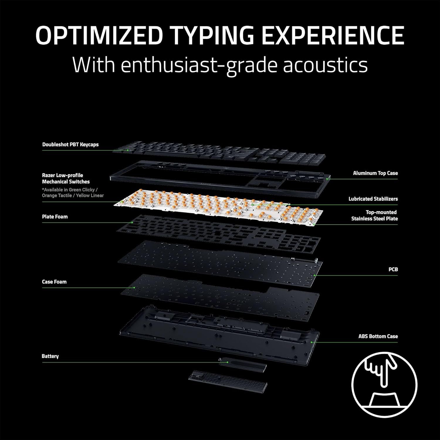 Razer BlackWidow V4 Low-Profile HyperSpeed Keyboard (Yellow Switches) - Black by Razer - Image 9