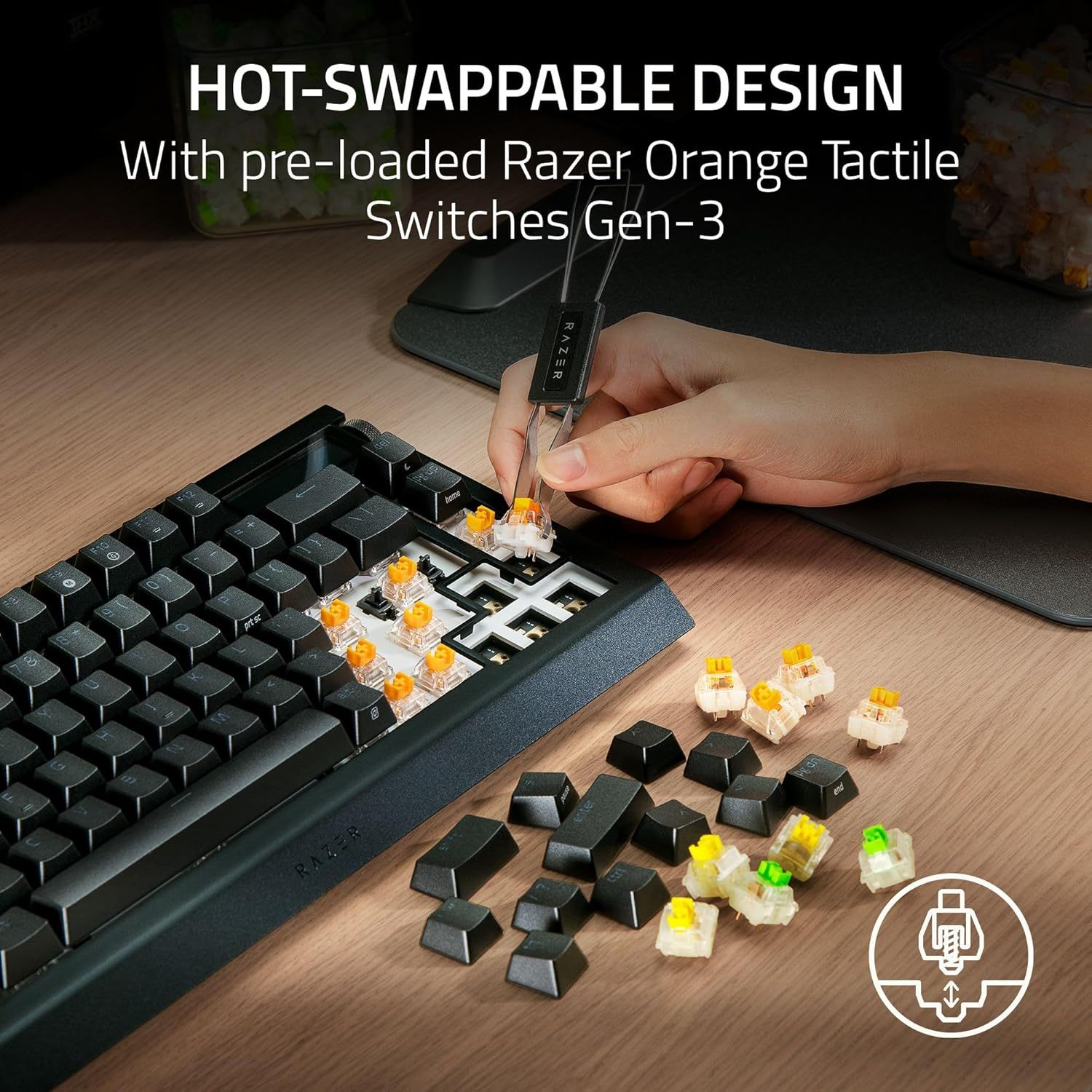 Razer BlackWidow V4 Pro 75% Wireless Hot-Swappable Mechanical Keyboard (Orange Switches) - Black by Razer - Image 6