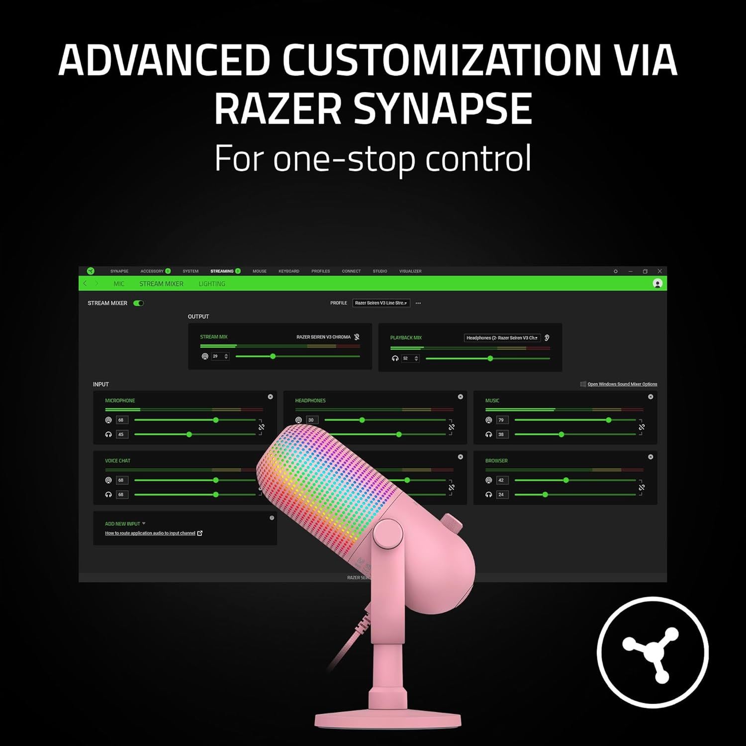 Razer Seiren V3 Chroma Condenser USB Microphone - Quartz Pink by Razer - Image 9
