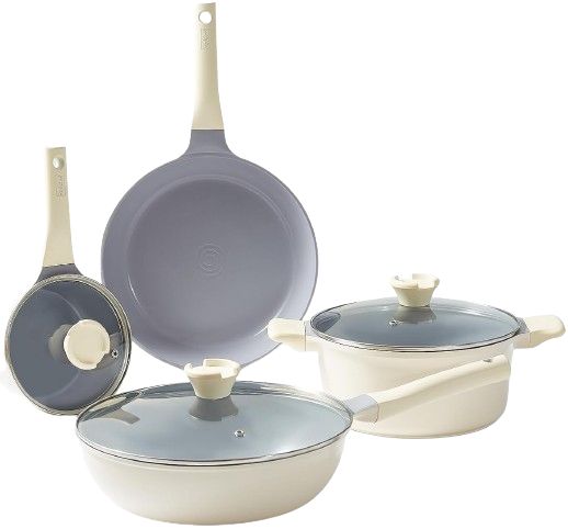 Redchef Ceramic Pots and Pans Set Non Stick Cookware Set 7-Piece - Cream by Redchef - Refurbished - Very Good condition - US$61.97