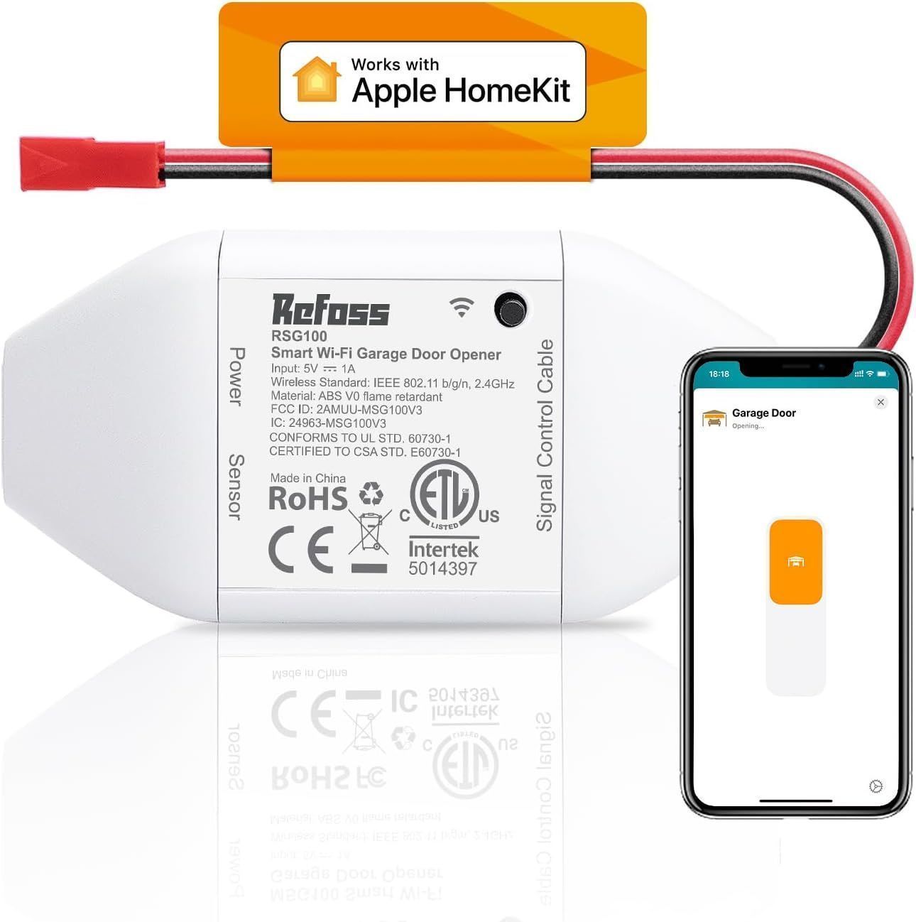 Refoss Smart Wi-Fi Garage Door Opener HomeKit (RSG100) - White by Refoss - Refurbished - Brand New condition - CA$50.98