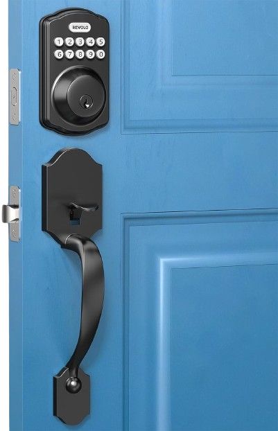 Revolo RE001 Electronic Keypad Deadbolt | Keyless Entry Door Lock | Keyed Entry | Auto Smart Lock with Handle - Matte Black by Revolo - Refurbished - Very Good condition - US$72.70