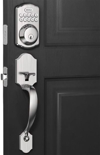 Revolo RE001 Electronic Keypad Deadbolt | Keyless Entry Door Lock | Keyed Entry | Auto Smart Lock with Handle - Satin Nickel by Revolo - Refurbished - Very Good condition - US$75.52