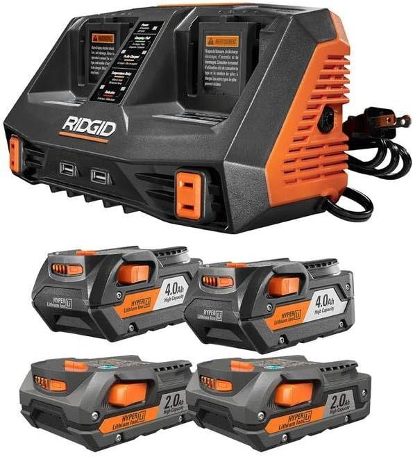 Ridgid 18-Volt Lithium-Ion Dual Port Sequential Charger Kit - Orange by Ridgid - Refurbished - Very Good condition - US$202.48