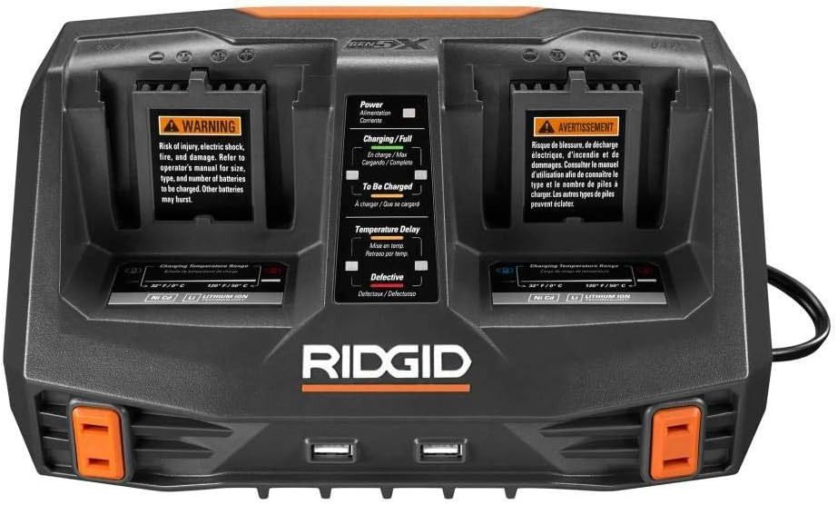 Ridgid 18-Volt Lithium-Ion Dual Port Sequential Charger Kit - Orange by Ridgid - Image 4