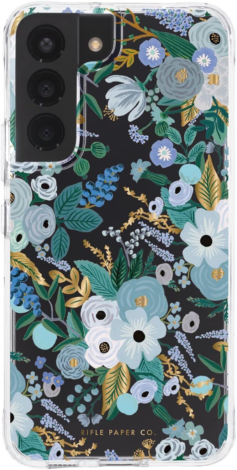 Rifle Paper Co. Floral Phone Case with Antimicrobial for Samsung Galaxy S22 - Garden Party Blue by Rifle Paper Co. - Refurbished - Good condition - US$16.98