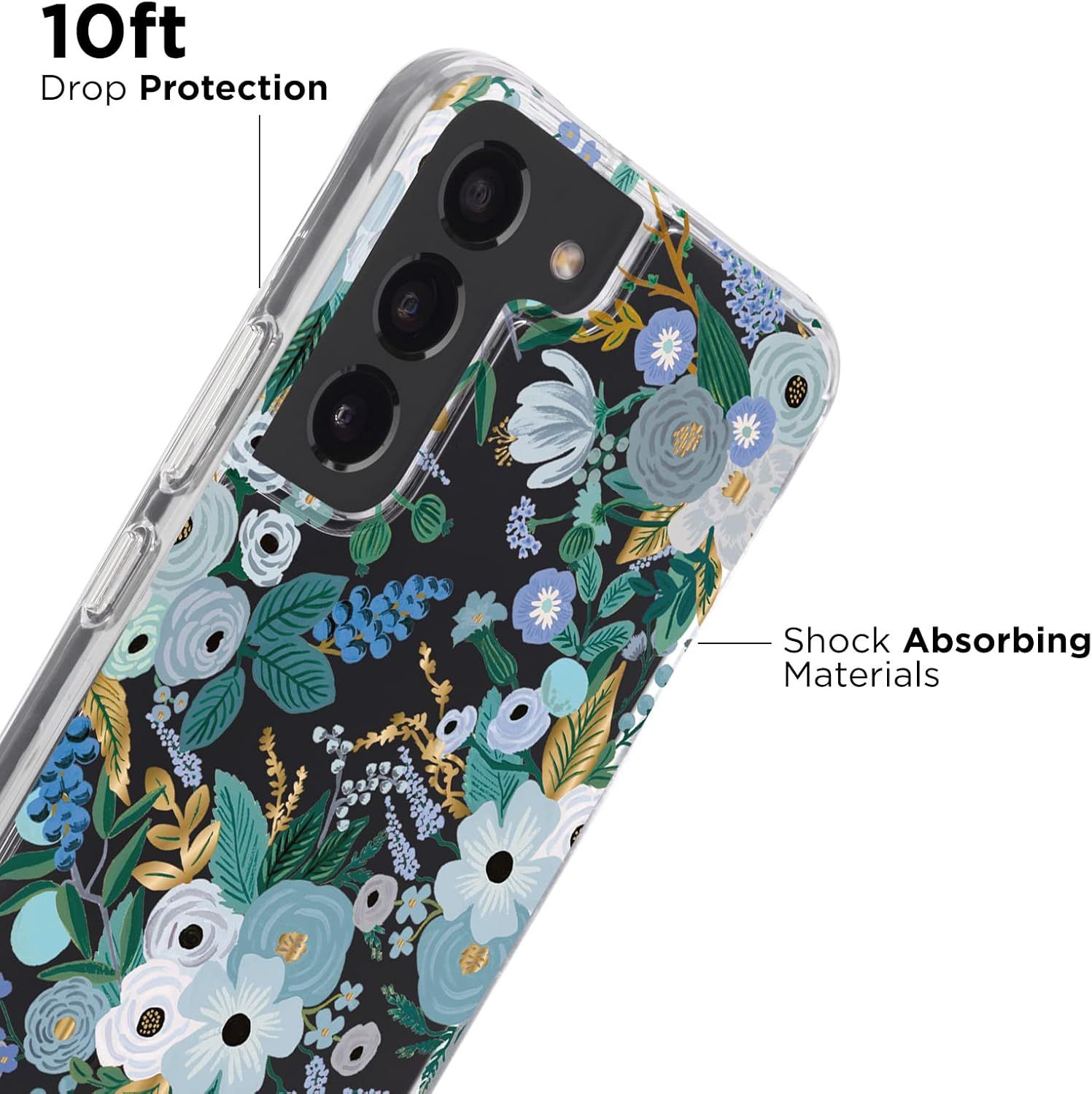 Rifle Paper Co. Floral Phone Case with Antimicrobial for Samsung Galaxy S22 - Garden Party Blue by Rifle Paper Co. - Refurbished - Good condition - Image 3