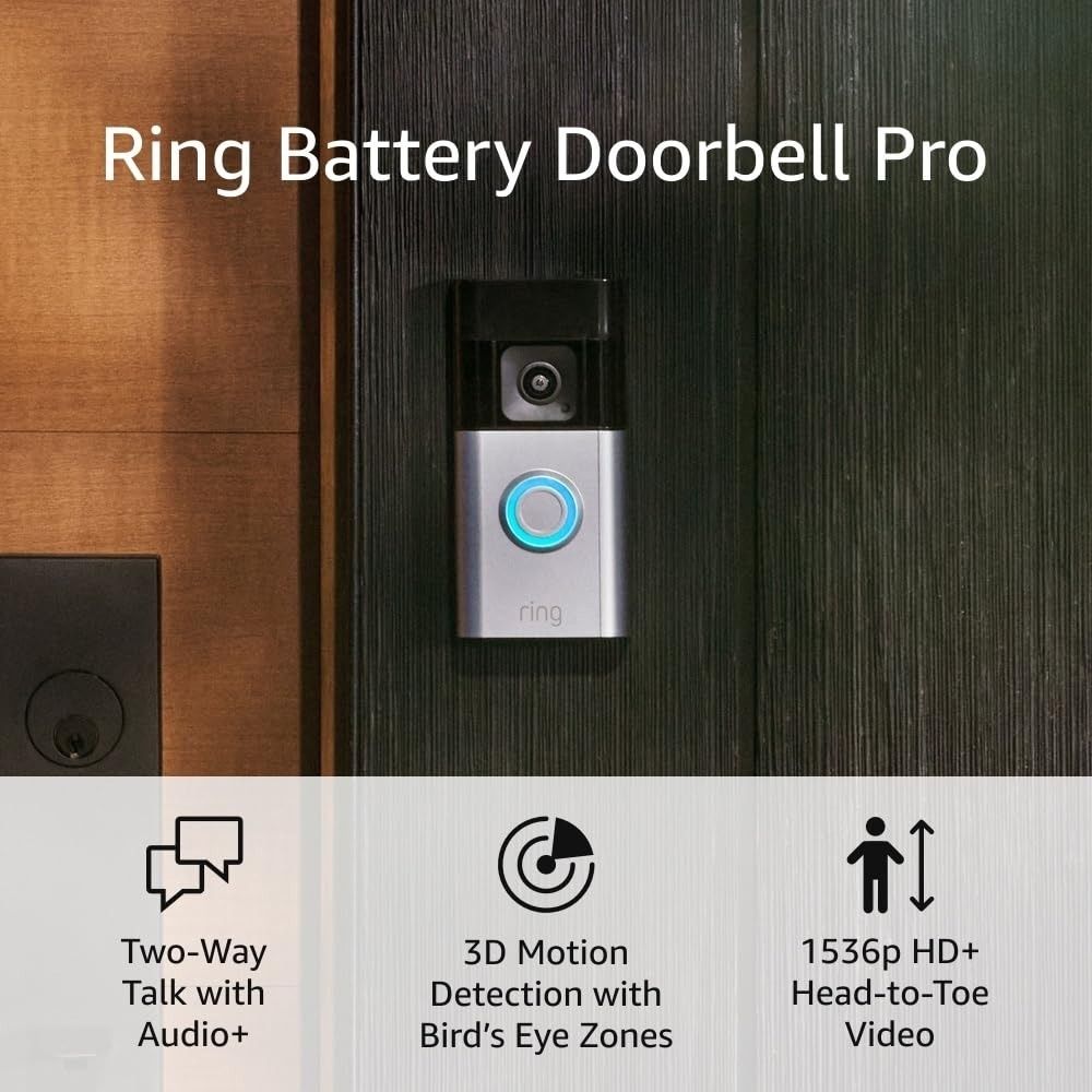Ring Battery Doorbell Pro Smart Wi-Fi Video Doorbell - Satin Nickel by LG - Image 2