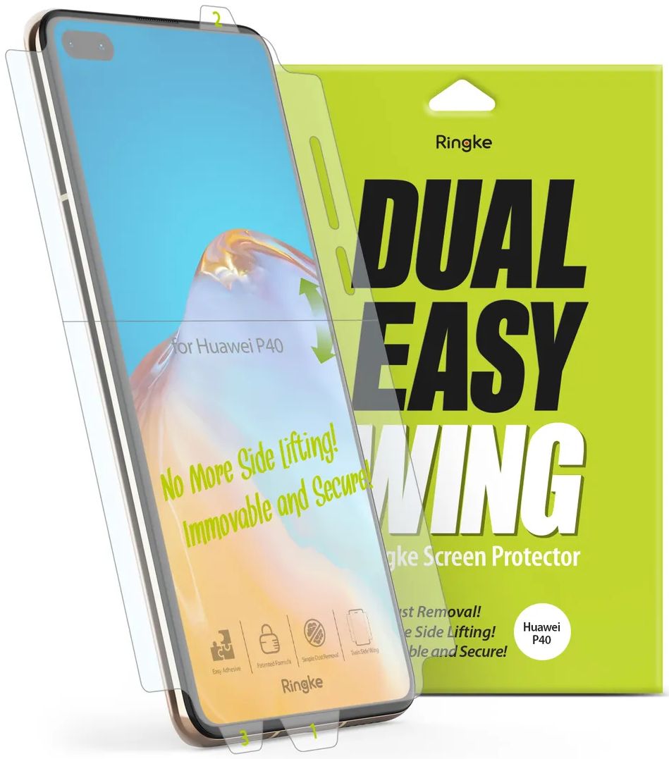 Ringke Dual Easy Wing Screen Protector for Huawei P40 (2 Pack) - Clear by Ringke - Refurbished - Brand New condition - US$8.78