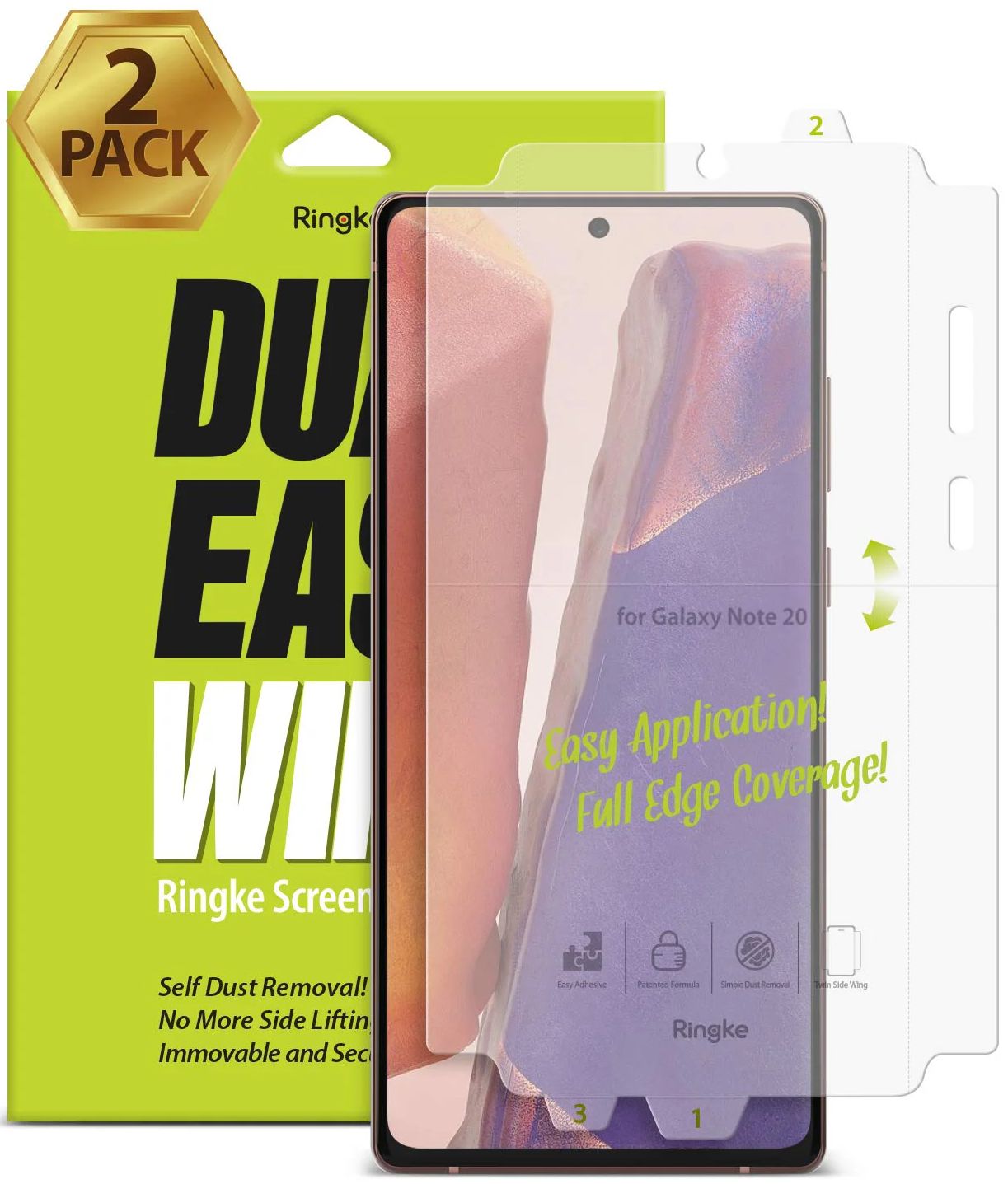 Ringke Dual Easy Wing Screen Protector for Samsung Galaxy Note 20 (2 Pack) - Clear by Ringke - Refurbished - Brand New condition - US$10.08