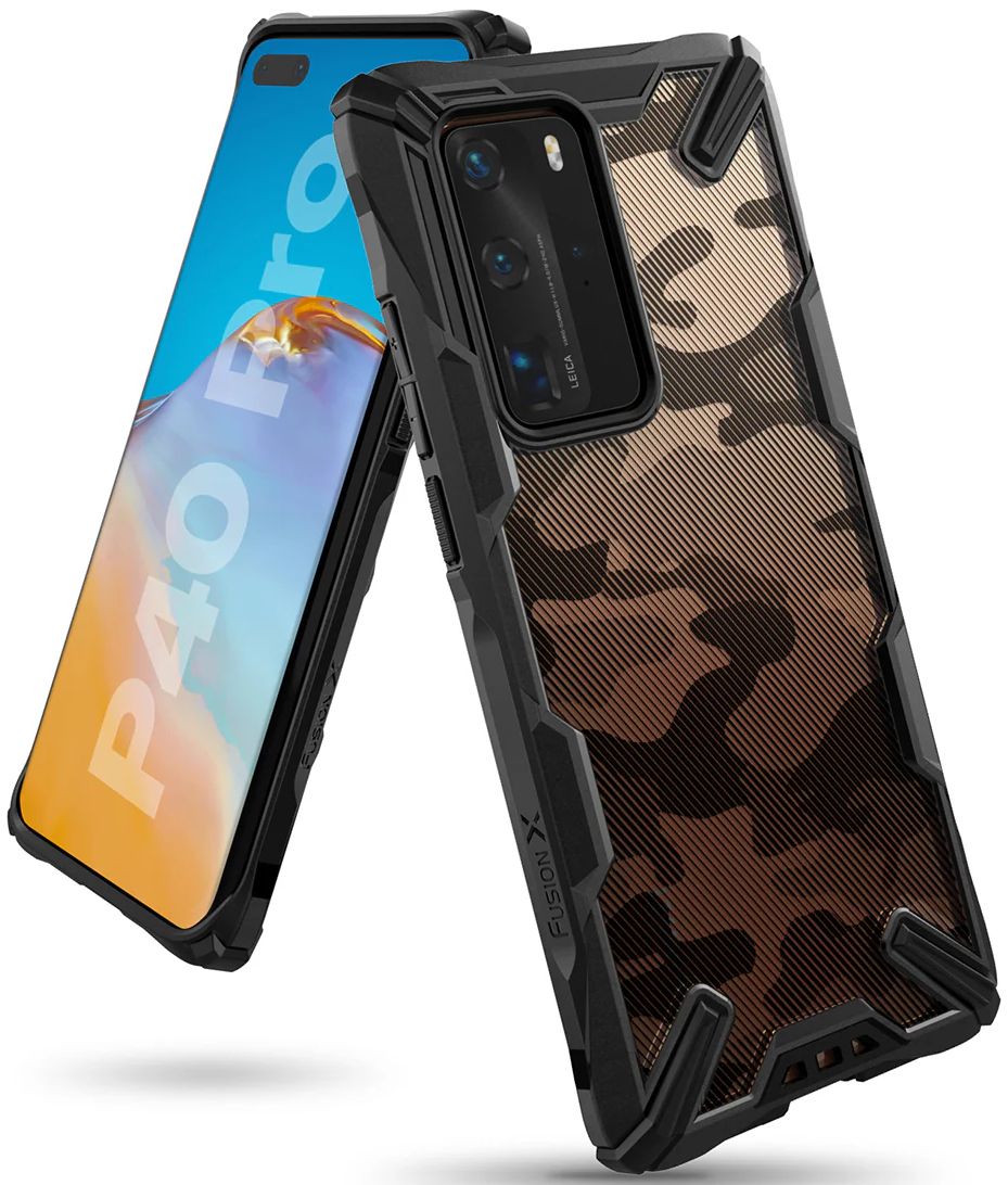 Ringke Fusion X Phone Case for Huawei P40 Pro - Camo Black by Ringke - Refurbished - Brand New condition - US$8.78