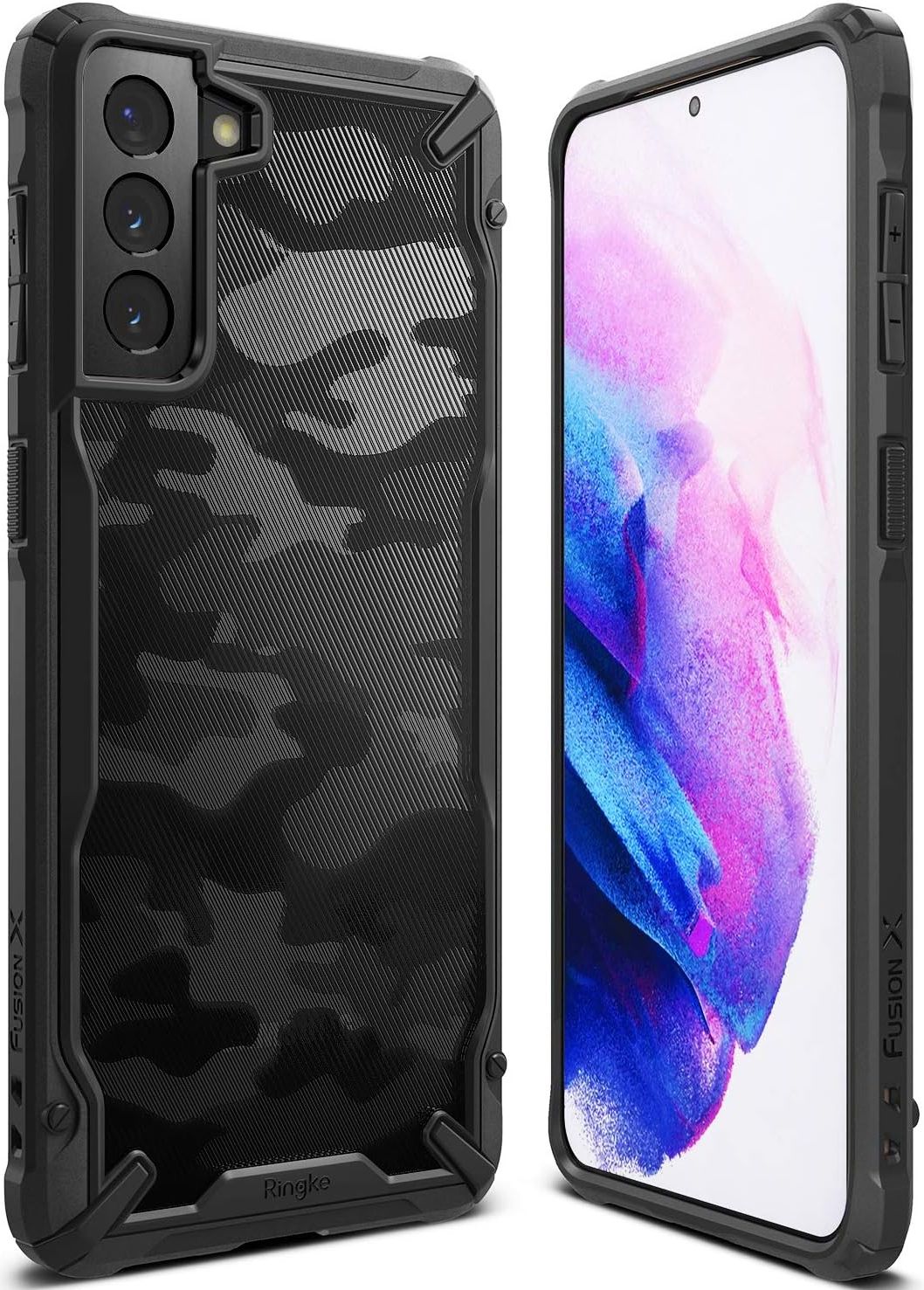 Ringke Fusion X Phone Case for Samsung Galaxy S21+ - Camo Black by Ringke - Refurbished - Brand New condition - US$8.78