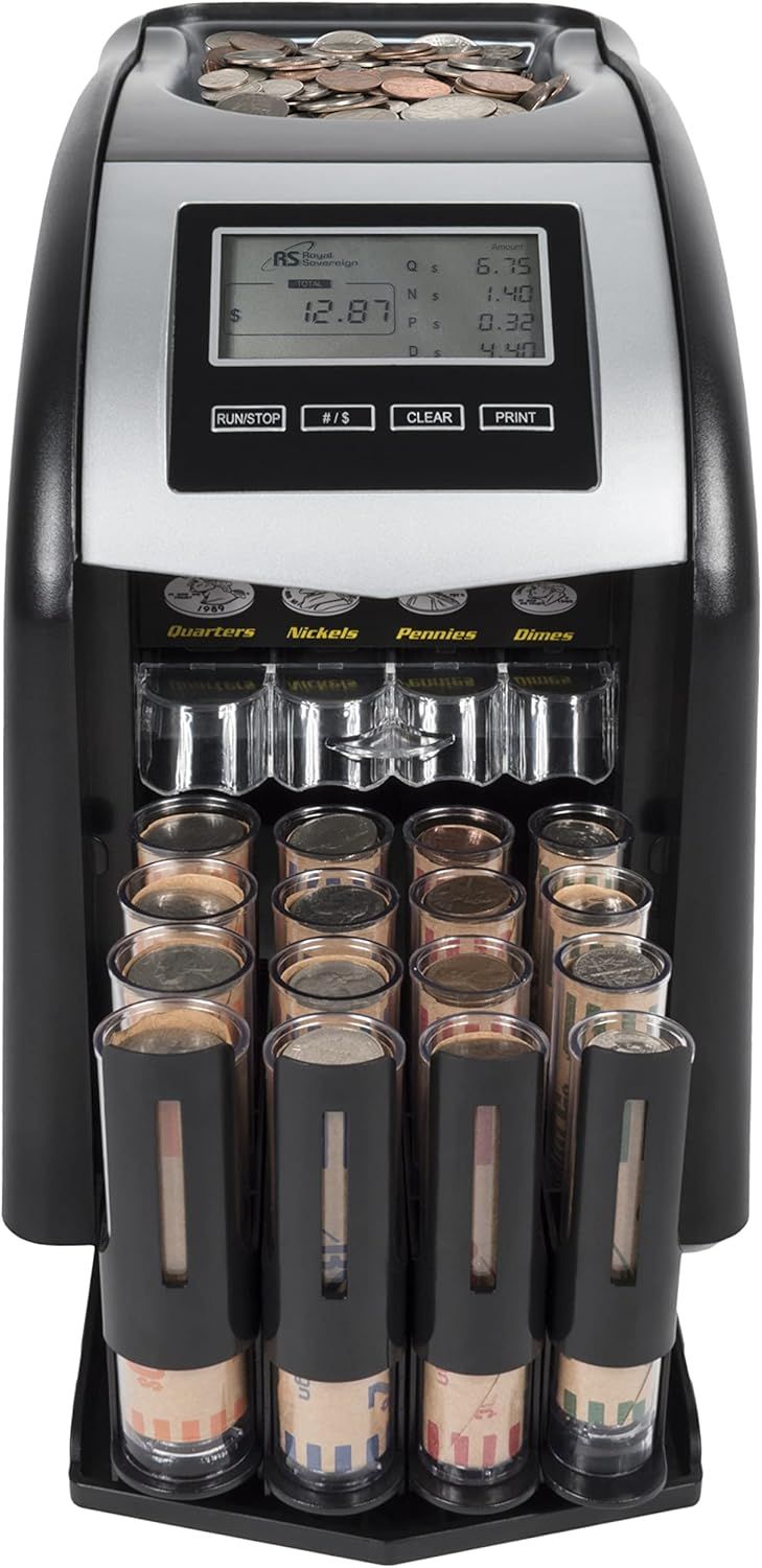 Royal Sovereign Digital 4-Row Electric Coin Sorter - Black by Royal Sovereign - Refurbished - Very Good condition - US$243.48