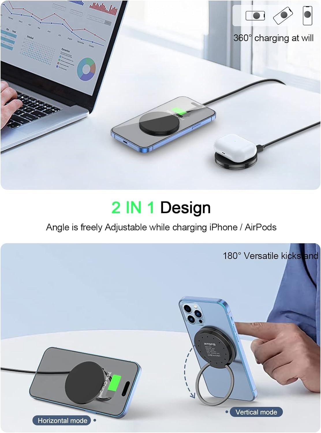 RTOPS Magnetic Wireless Charger - Gray by RTOPS - Image 2