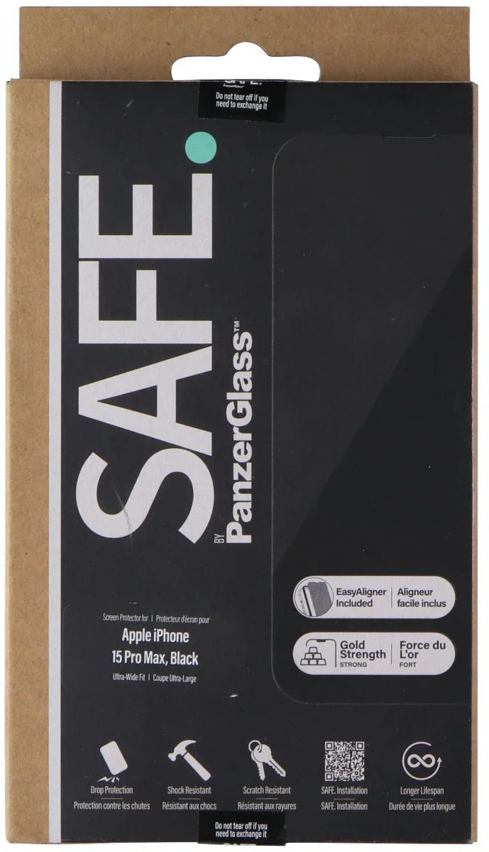 SAFE. by PanzerGlass Screen Protector for Apple iPhone 15 Pro Max - Black by SAFE - Refurbished - Brand New condition - US$8.78