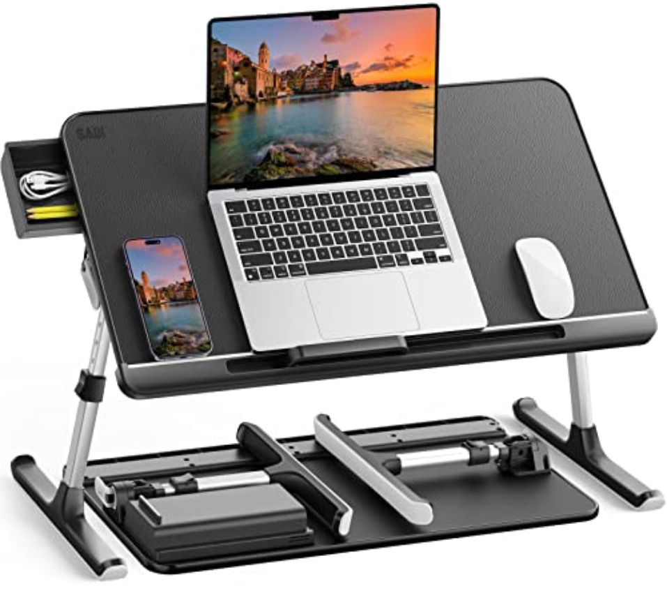 Saiji K7-M Small Portable Foldable Laptop Table with Drawer - Black by Saiji - Refurbished - Very Good condition - US$51.97