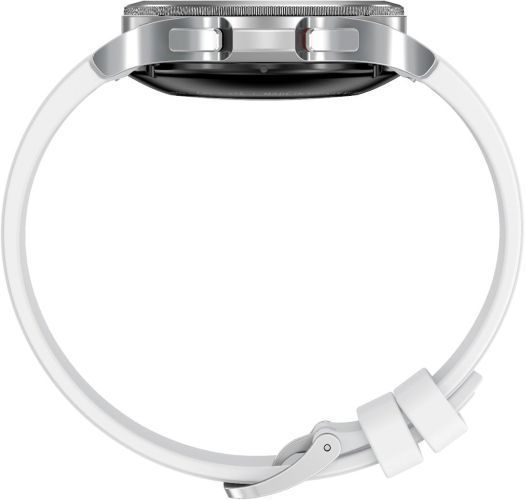 Samsung Galaxy Watch4 (Bluetooth) - 16GB - 42mm - Silver Classic (Stainless Steel) Case with White Fluoroelastomer Ridge Sports Band by Samsung - Image 4