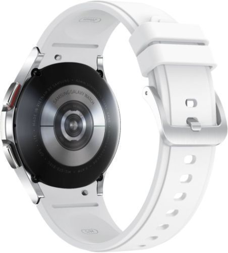 Samsung Galaxy Watch4 (Bluetooth) - 16GB - 42mm - Silver Classic (Stainless Steel) Case with White Fluoroelastomer Ridge Sports Band by Samsung - Image 5