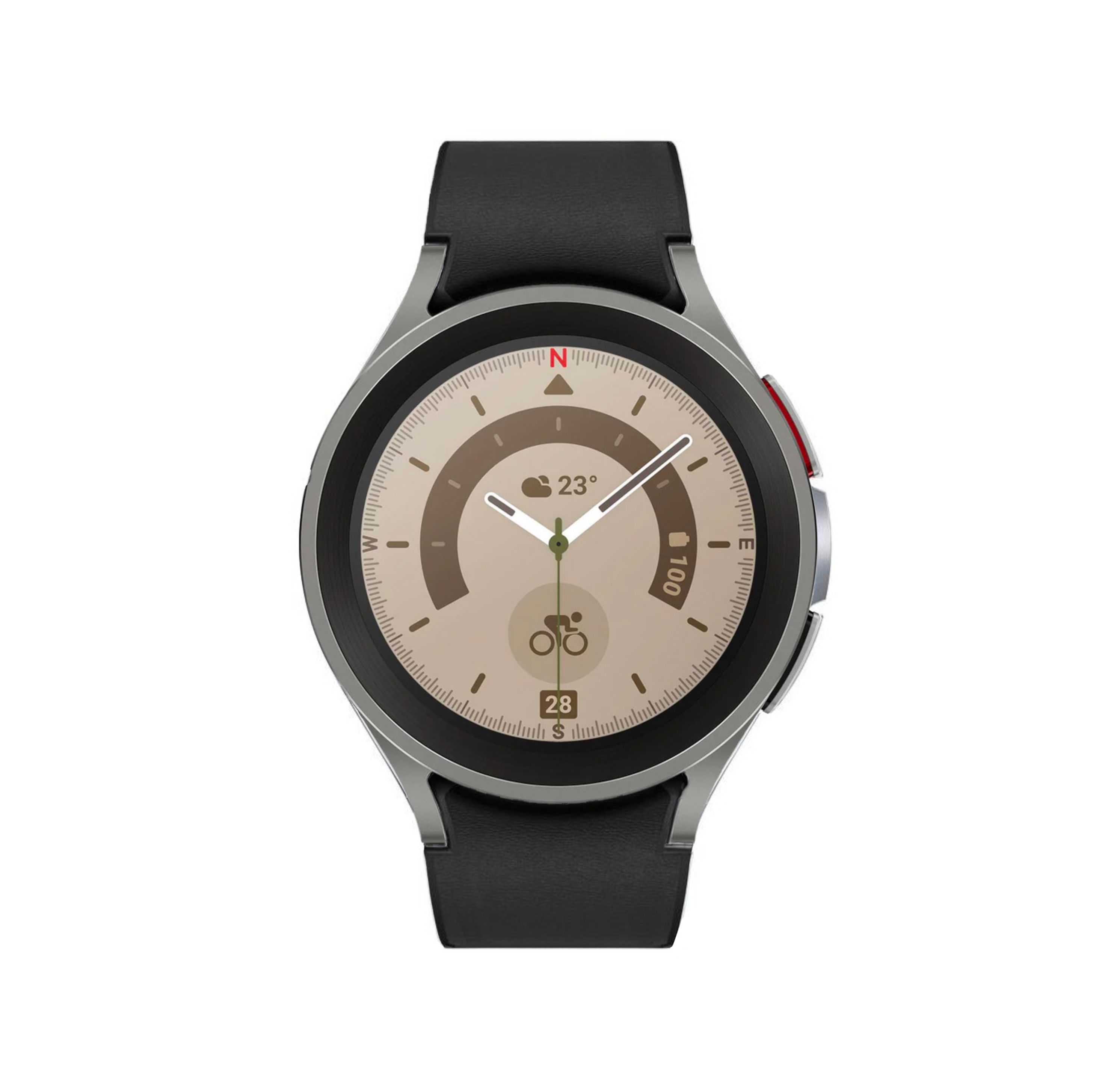 Samsung Galaxy Watch5 (Bluetooth + LTE) - 16GB - 45mm - Gray Pro (Titanium) Case with Black Fluoroelastomer Sport Band by Samsung - Refurbished - Very Good condition - US$1607.99